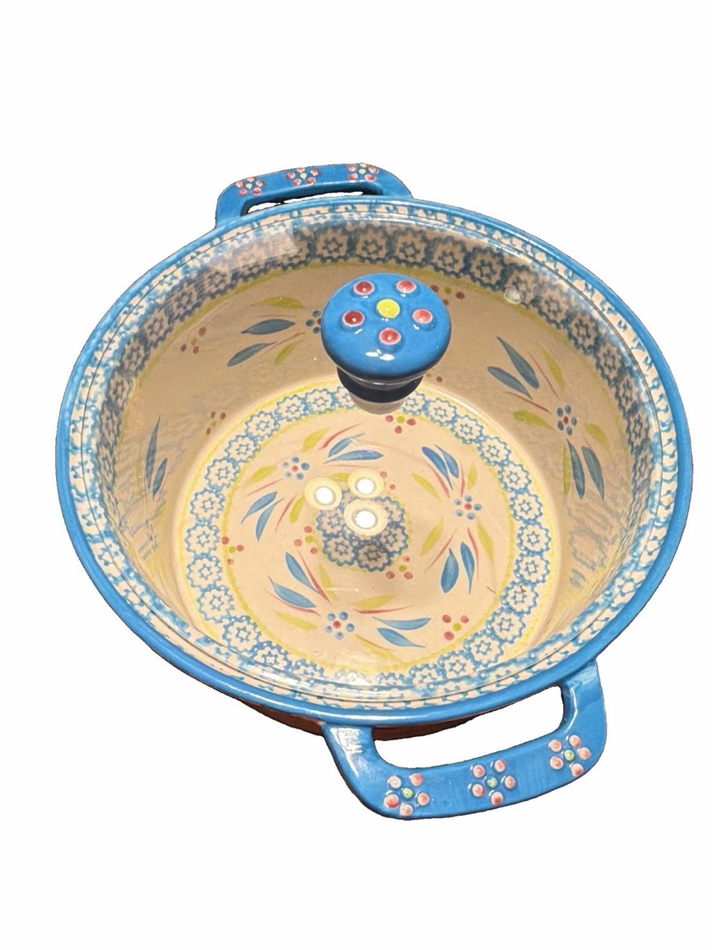 Temp-Tations Oceanfetti Aqua Blue Old World 3.0 Ceramic Casserole Round Dish